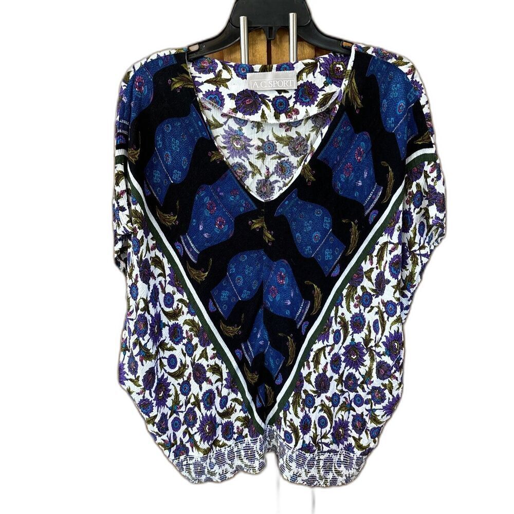 A.C. Sport Tan VTG Crinkle Chiffon Button Up Blouse 22W